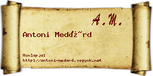 Antoni Medárd névjegykártya